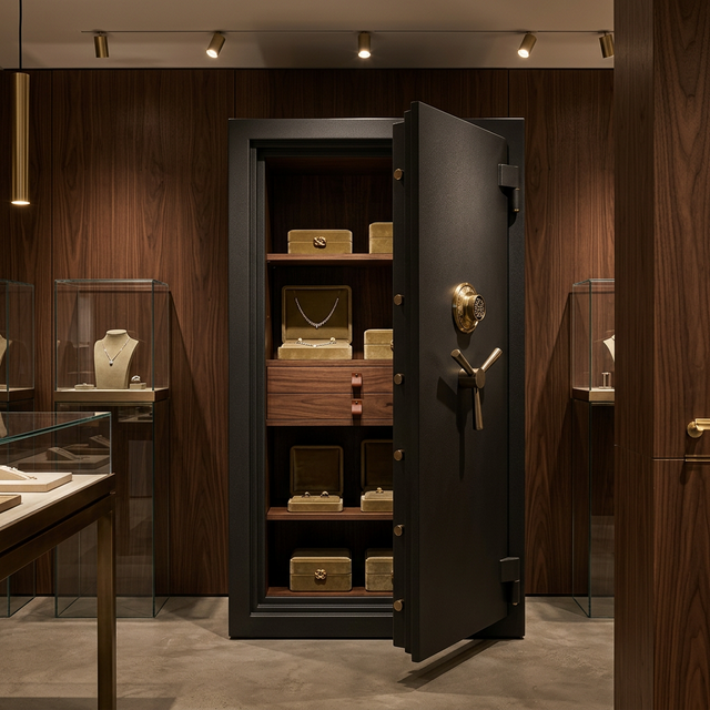 High-security safe in a premium jewelry store back room